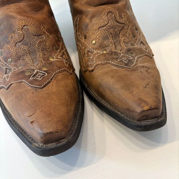 Laredo Western Women's Brown Leather Cross Point Snip Boots 52033‎ US Size 9 - Picture 3 of 12